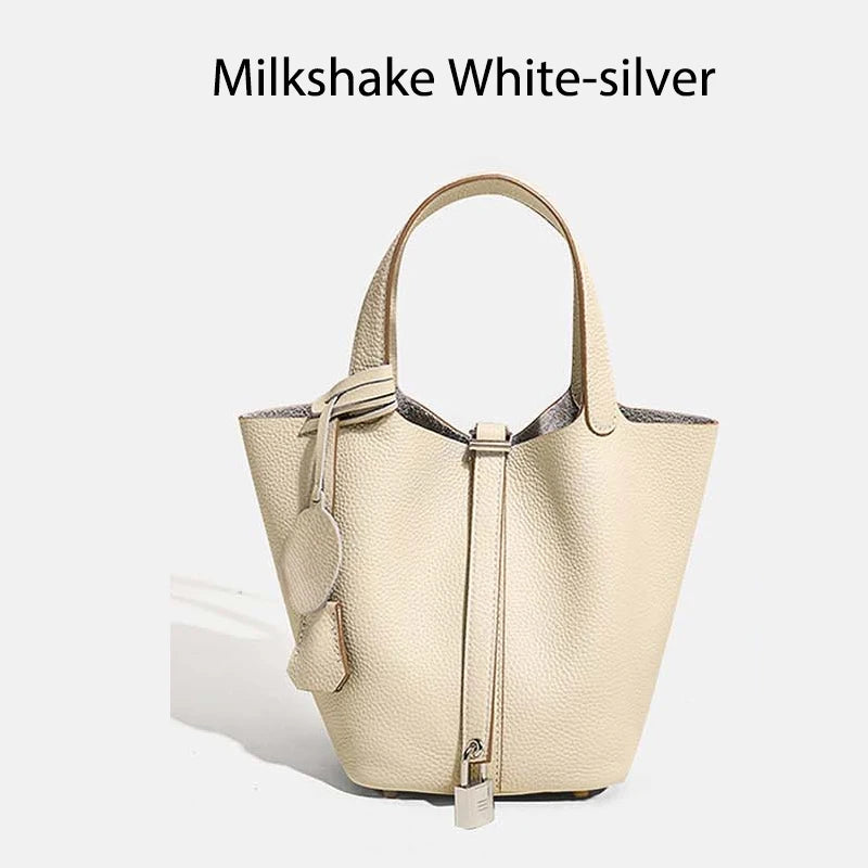 Sac Seau Femme Cuir Véritable TOGO Cadenas & Foulard Décoratif – CLEVI Paris