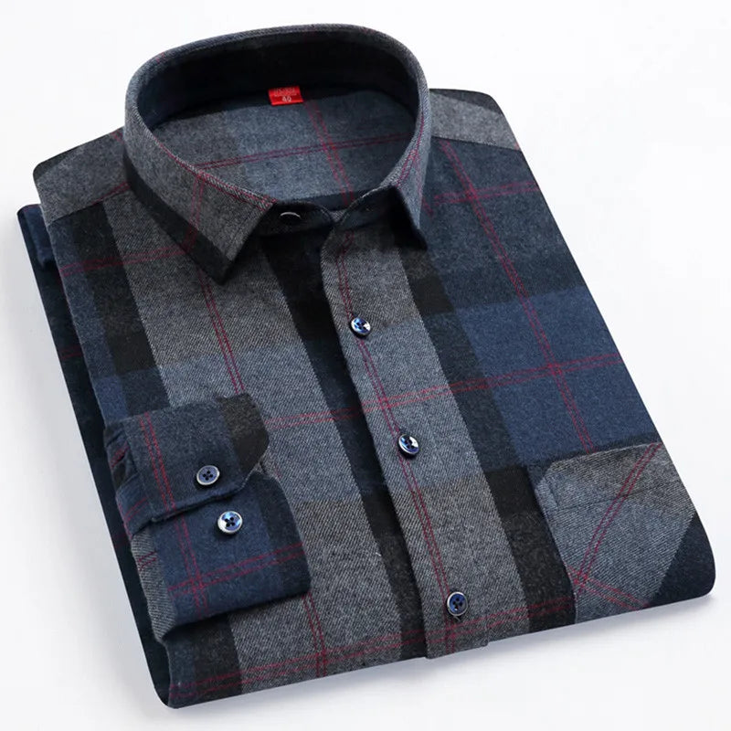 Chemise Homme Manches Longues Coton Carreaux Style Britannique – CLEVI Paris