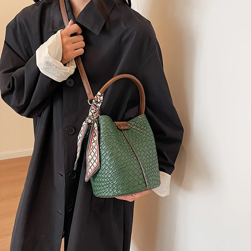 Sac Seau PU Effet Tressé Femme Bandoulière Réglable 5 Coloris – CLEVI Paris