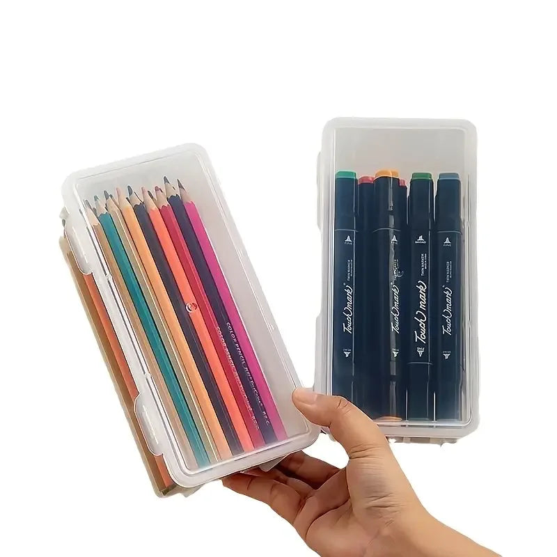 Lot 4 Boîtes Rangement Transparentes PP avec Couvercles | Bureau, Crayons, Marqueurs & Créatif – CLEVI Paris
