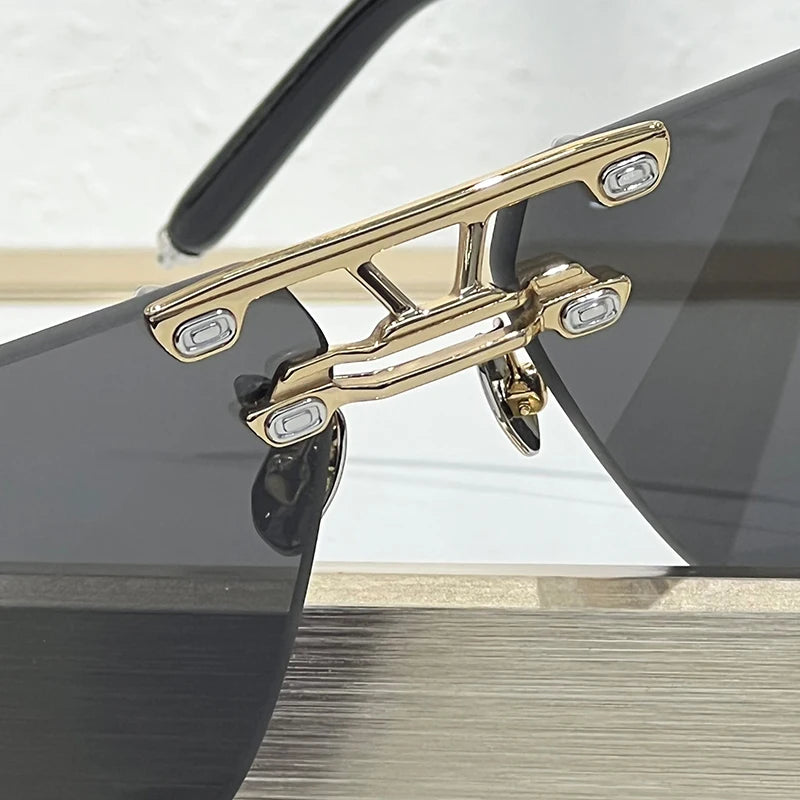 Lunettes de Soleil Sans Monture Double Bridge UV400 – Carrées, Alliage, Unisexe – CLEVI Paris