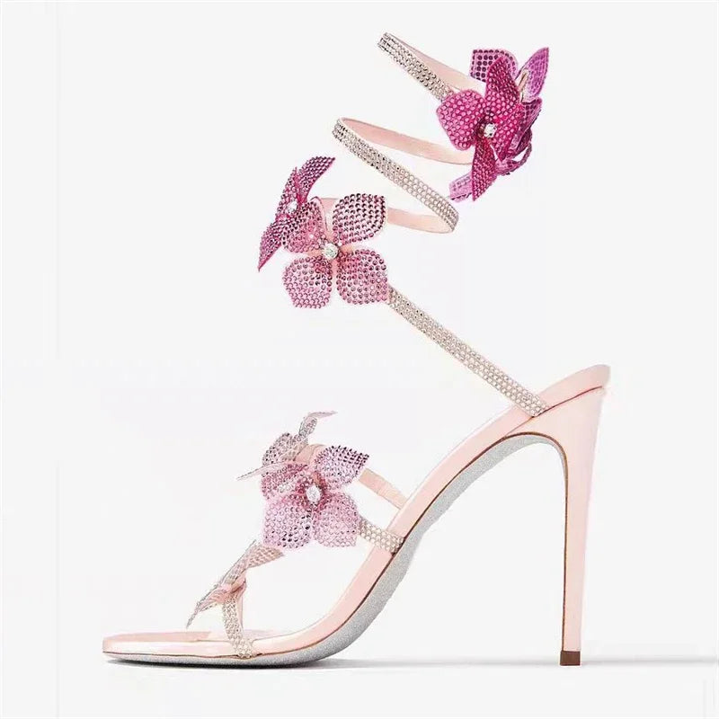 Escarpins Femme Talon Aiguille Cristal Bride Cheville Style Sexy – CLEVI Paris