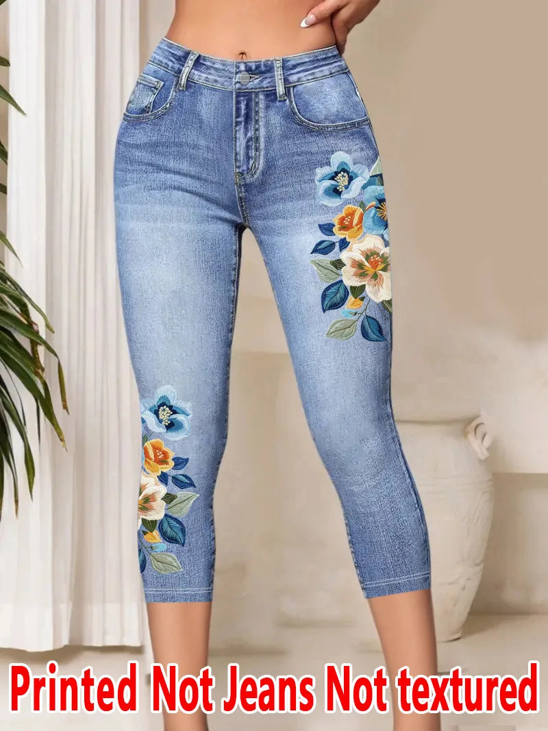 Legging Capri Femme Imprimé Floral Taille Haute Stretch Casual Toutes Saisons – CLEVI Paris