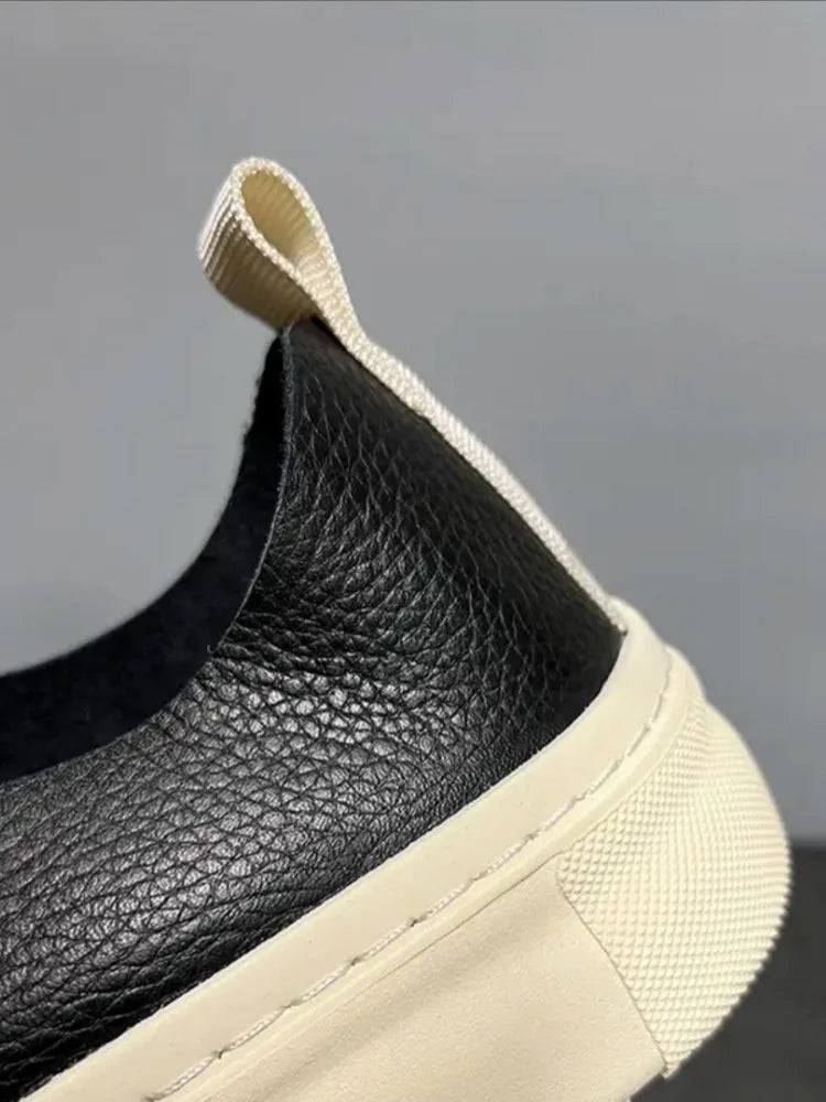 Sneakers Basses Homme Cuir Véritable Slip-On Plateforme – CLEVI Paris