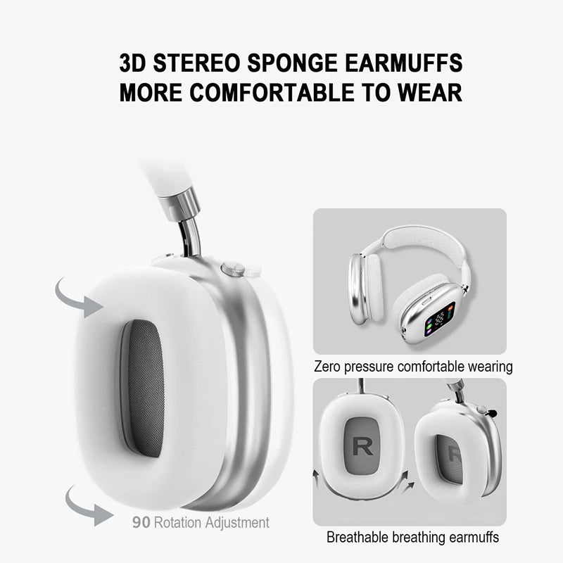Casque Bluetooth BMAD MAX600 ANC Écran Tactile LCD 40mm BT 5.3 TF AUX Micro IA – CLEVI Paris