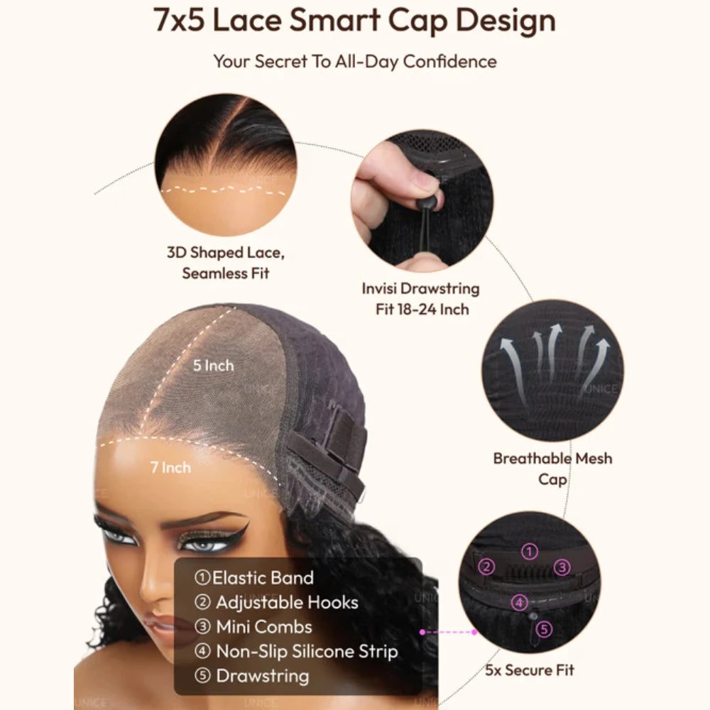 Perruque Body Wave Brun Reflets Blonds 7x5 Lace Glueless 100% Cheveux Humains 16-24 Pouces – CLEVI Paris