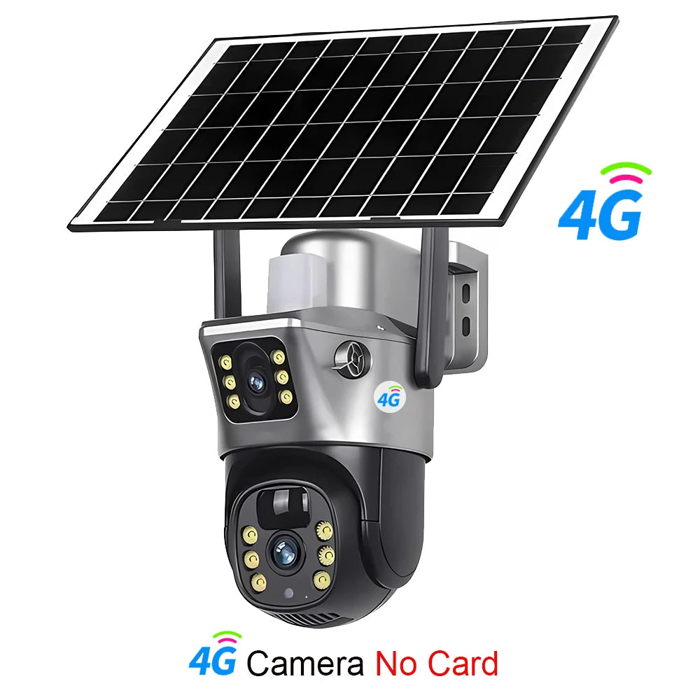Caméra Solaire Extérieure 4K Double Objectif PTZ – WiFi ou 4G SIM – Batterie 8000mAh – CLEVI Paris