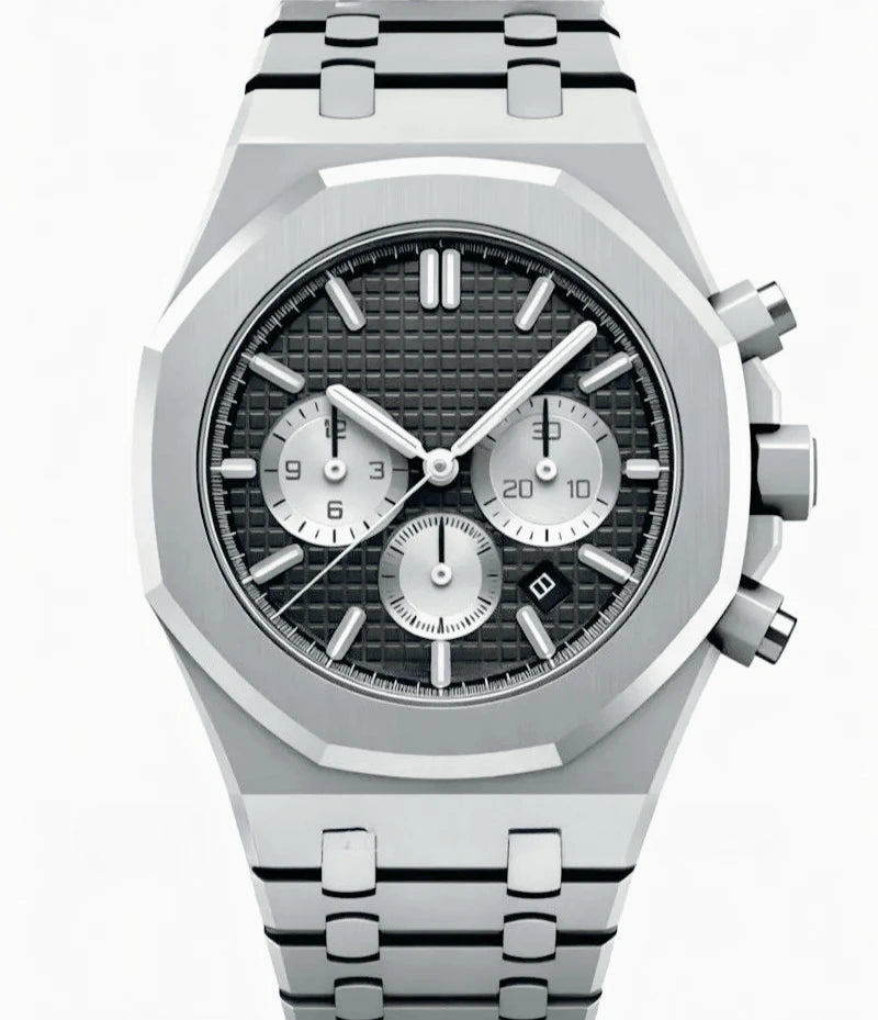 Montre Quartz Homme Chronographe Style Royal Oak Octogonal Acier Saphir VK63 – CLEVI Paris