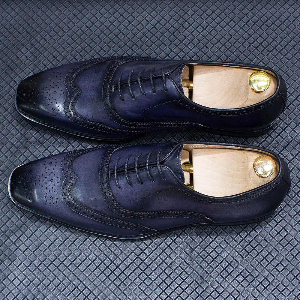 Oxford Wingtip Brogue Homme Artisanal Cuir de Veau | Business Mariage US 7-12