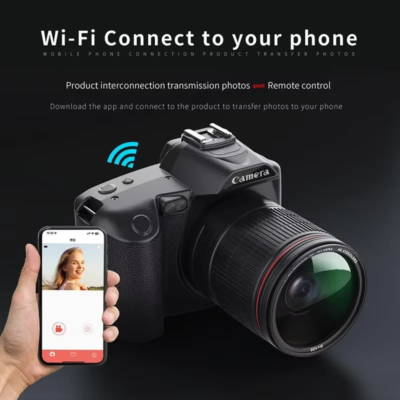 Appareil Photo Numérique SKIG 4K WiFi – Double Objectif, 64MP, Écran IPS 3", Zoom 16x, Vision Nocturne – CLEVI Paris