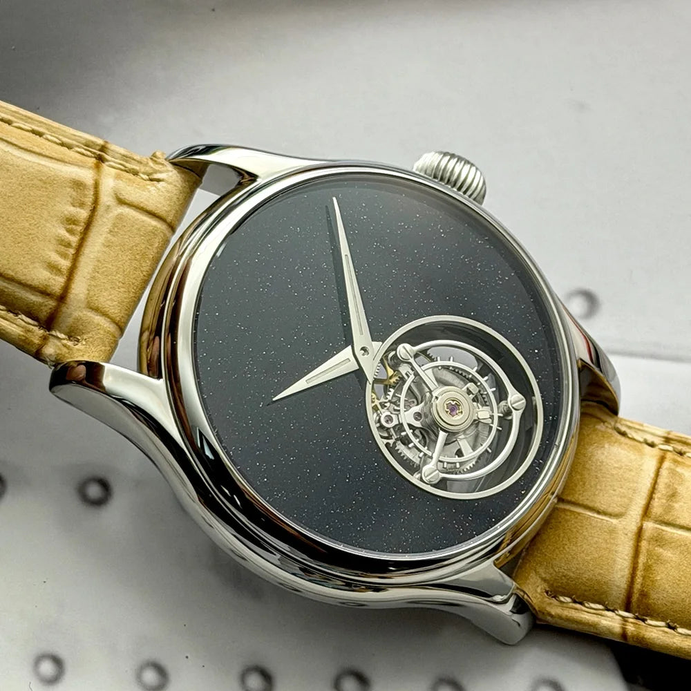 Montre Mécanique Tourbillon MERKUR Cadran Pierre Naturelle Saphir – CLEVI Paris
