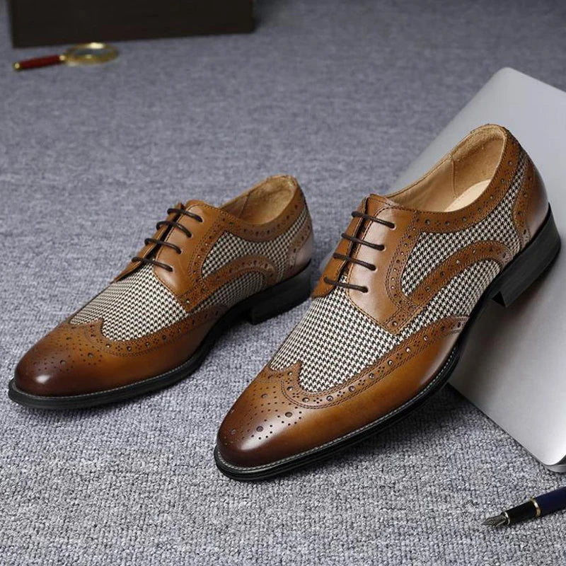 Derby Shoes Cuir Véritable Homme – Bout Pointu, Semelle Caoutchouc, Tailles 38-49 – CLEVI Paris