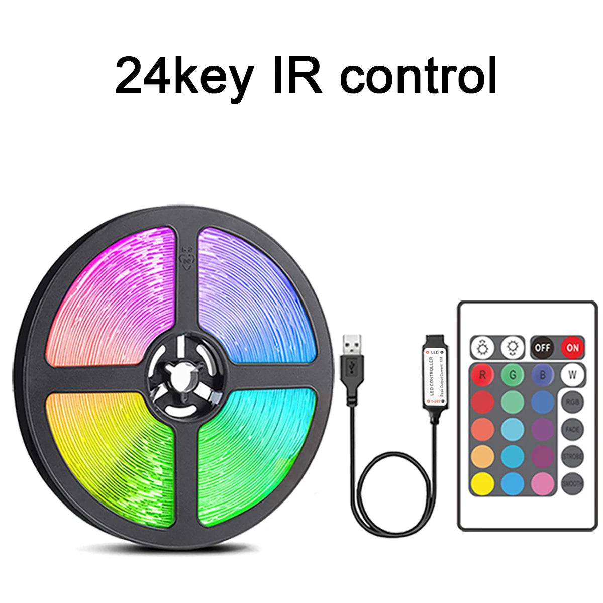 Ruban LED RGB USB avec Télécommande IR — 1m à 20m, Chambre, TV, Décoration | CLEVI Paris