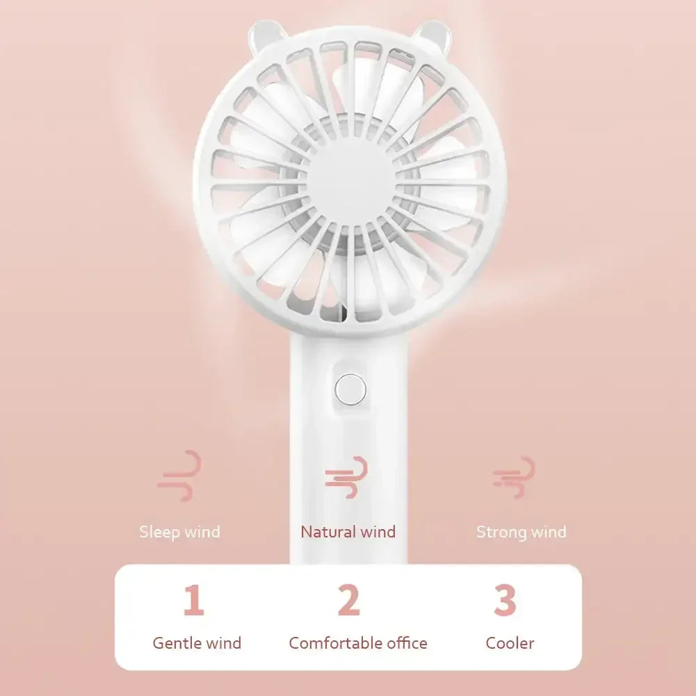 Mini Ventilateur Portable USB Rechargeable – Silencieux, Batterie 300mAh, 30min d'Autonomie, 4 Coloris