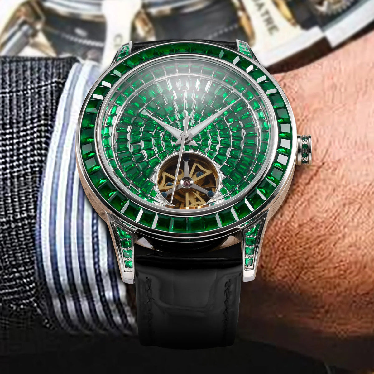 Montre Homme Mécanique Automatique Cadran Diamant Acier Inoxydable 3 Bar – CLEVI Paris