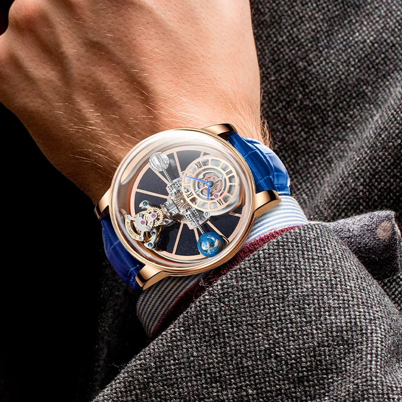 Montre Homme HAEMMER 5015 – Quartz Luxe, Verre Saphir, Bracelet Cuir, Boîtier Acier 45mm
