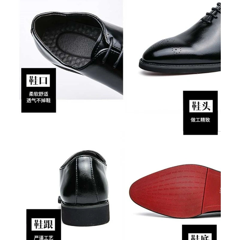 Brogue Homme Semelle Rouge Lacets Bout Rond Business Formel 2 Coloris – CLEVI Paris