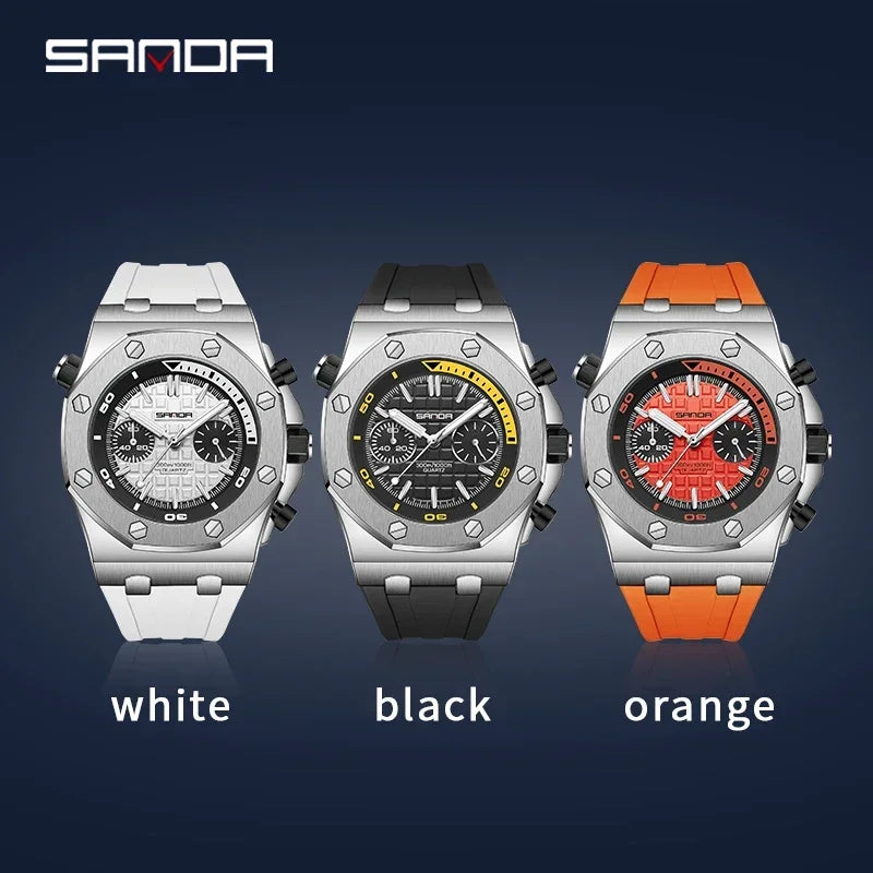 SANDA 7027 Montre Homme Double Affichage Analogique LED Bracelet PU 53mm Multifonctions 3 ATM 3 Coloris – CLEVI Paris