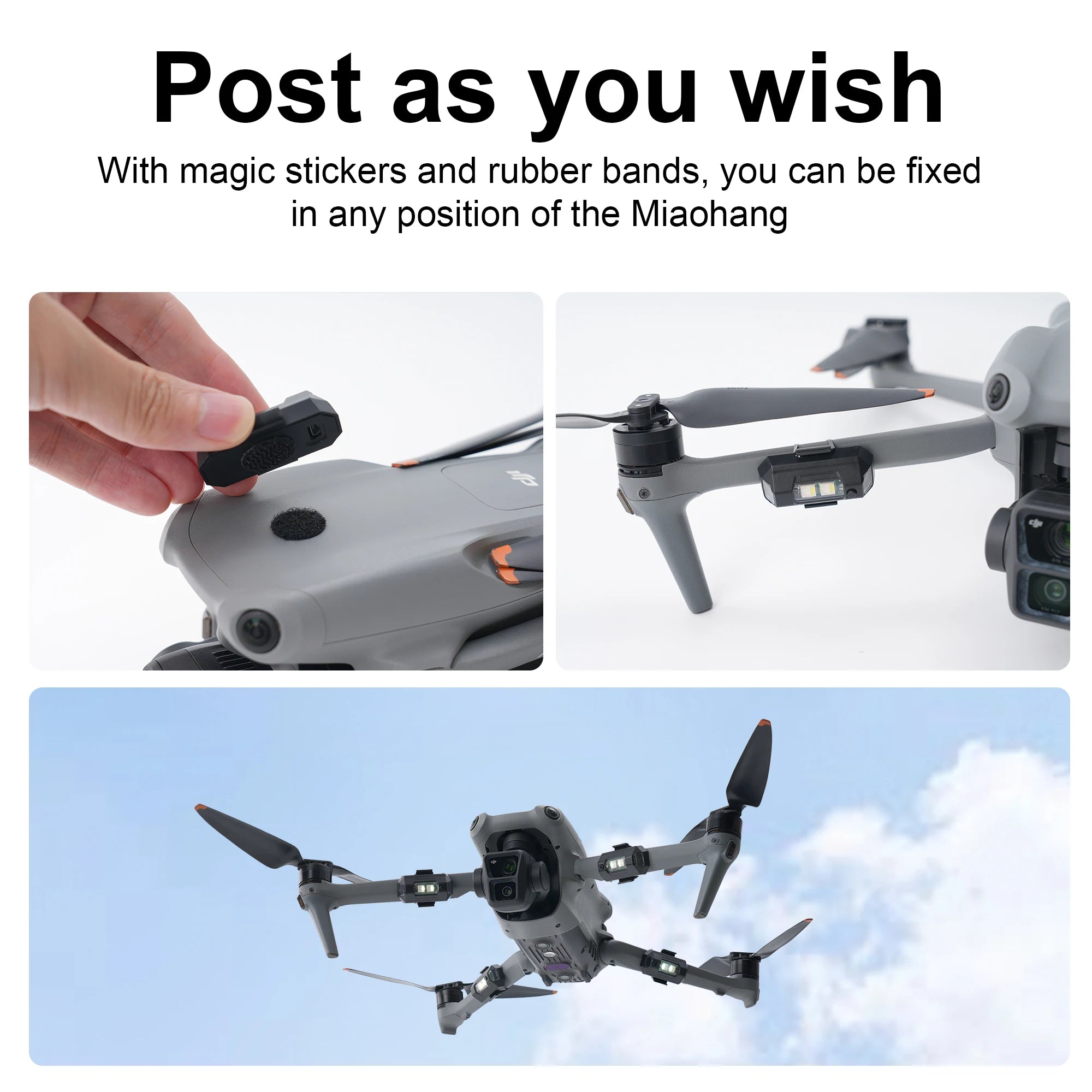Feu Stroboscopique Anti-Collision Drone RCSTQ – Compatible DJI NEO / Mini 4 Pro / Mini 2 / Mavic 3, 6 Couleurs, Léger