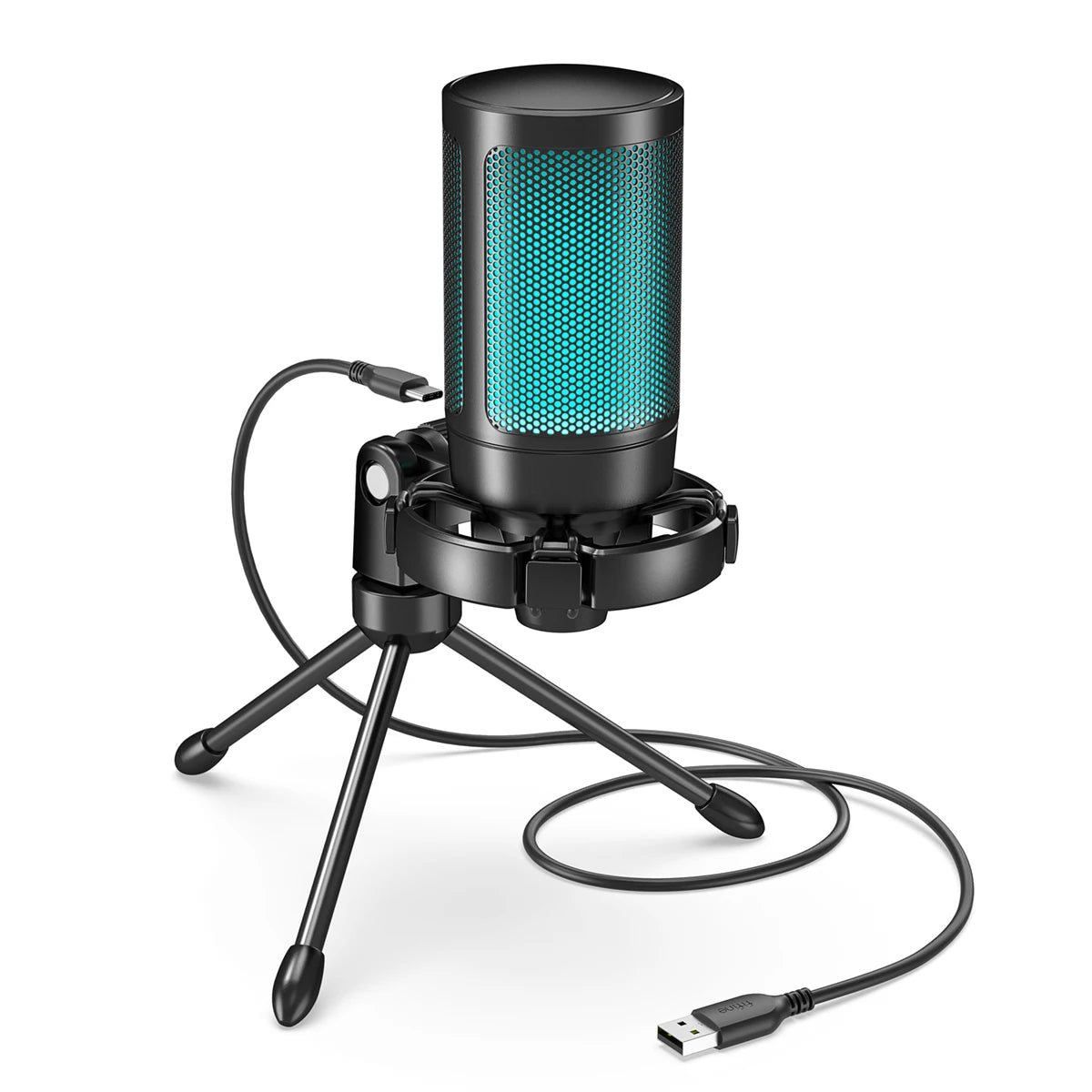 Microphone USB Gaming FIFINE AmpliGame A2 — RGB, Condensateur Cardioïde, Mute Tactile, Trépied | CLEVI Paris