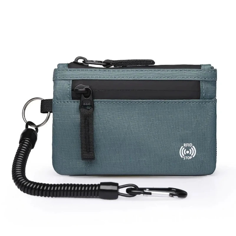Porte-Cartes RFID Nylon Slim Homme — Mousqueton, Clip Ceinture ou Fermeture Éclair, Multi-Coloris | CLEVI Paris