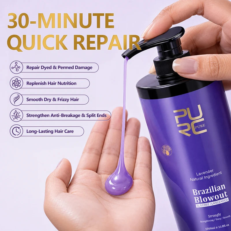 Traitement Kératine Brésilien PURC Lavande 12% | Lissage & Réparation | 100ml & 1000ml – CLEVI Paris