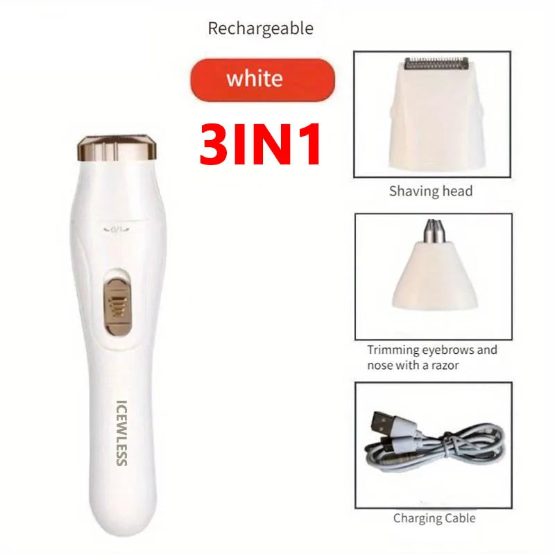 Rasoir Électrique Femme Étanche – Épilation Indolore Bikini, Aisselles, Jambes & Visage – Violet / Blanc / Bleu