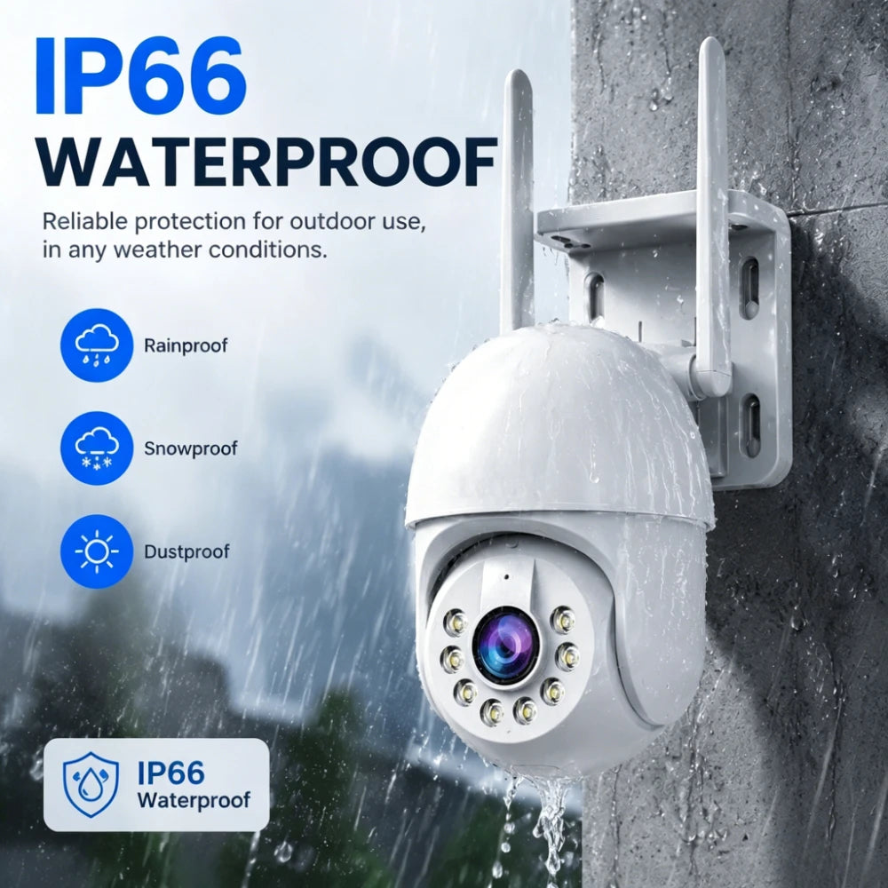 Caméra Surveillance Extérieure Lenovo – 5MP PTZ Zoom 5x Suivi Auto WiFi+RJ45 Vision Nocturne Couleur IP66 Audio Bidirectionnel – CLEVI Paris