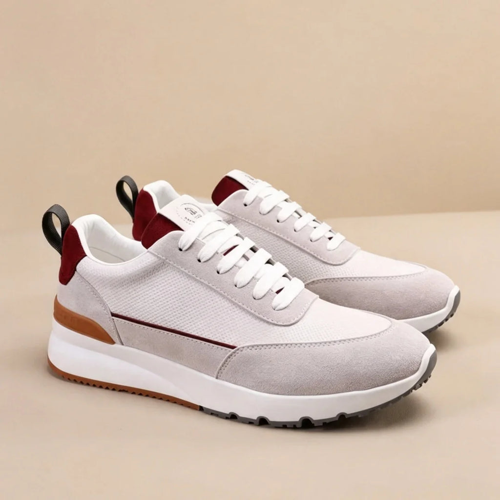 Sneakers Cuir Perforé Homme Lacets & Daim – CLEVI Paris