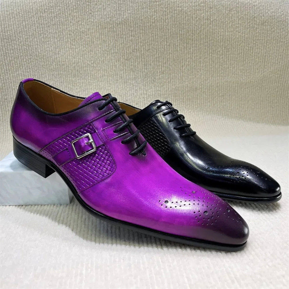 Brogue Oxford Homme Luxe Cuir de Veau Fait Main Bout Pointu – CLEVI Paris
