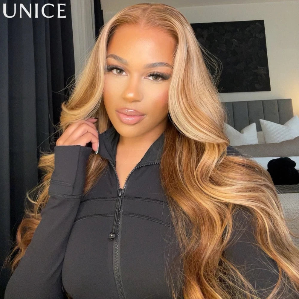 Perruque Body Wave blond miel 7x5 – CLEVI Paris