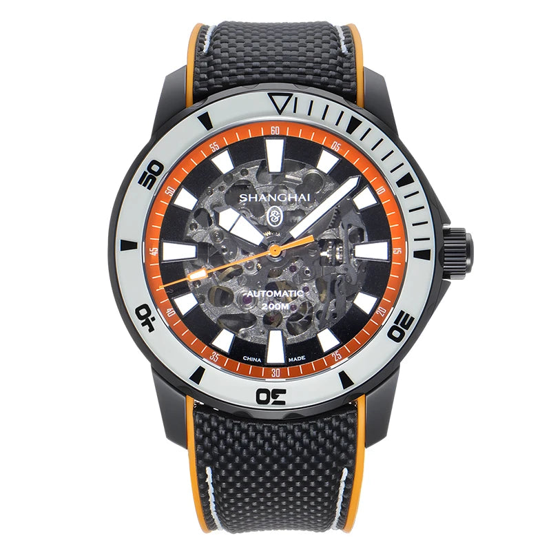 Montre Shanghai SH023 – Automatique Miyota 8N24, Diver 200M, Verre Saphir, Acier 316L 41,5 mm, Lunette Lumineuse – CLEVI Paris