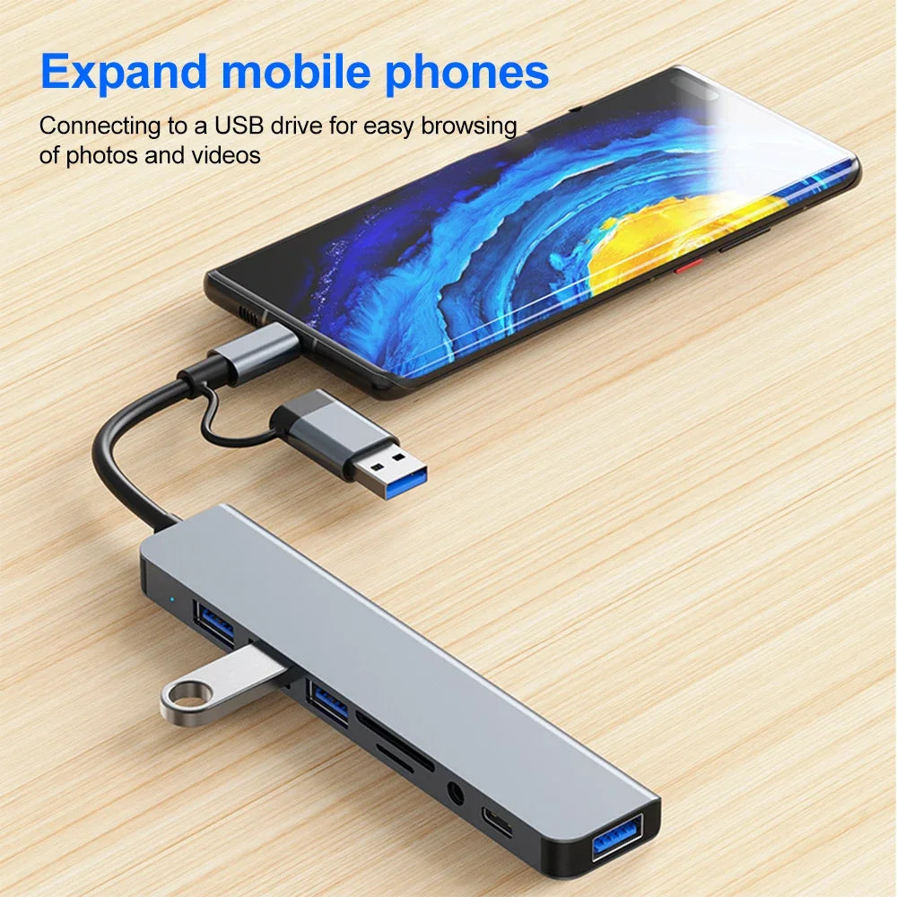 Hub USB-C Multiport 4/5/7/8-en-2 USB 3.0 5 Gbps – CLEVI Paris