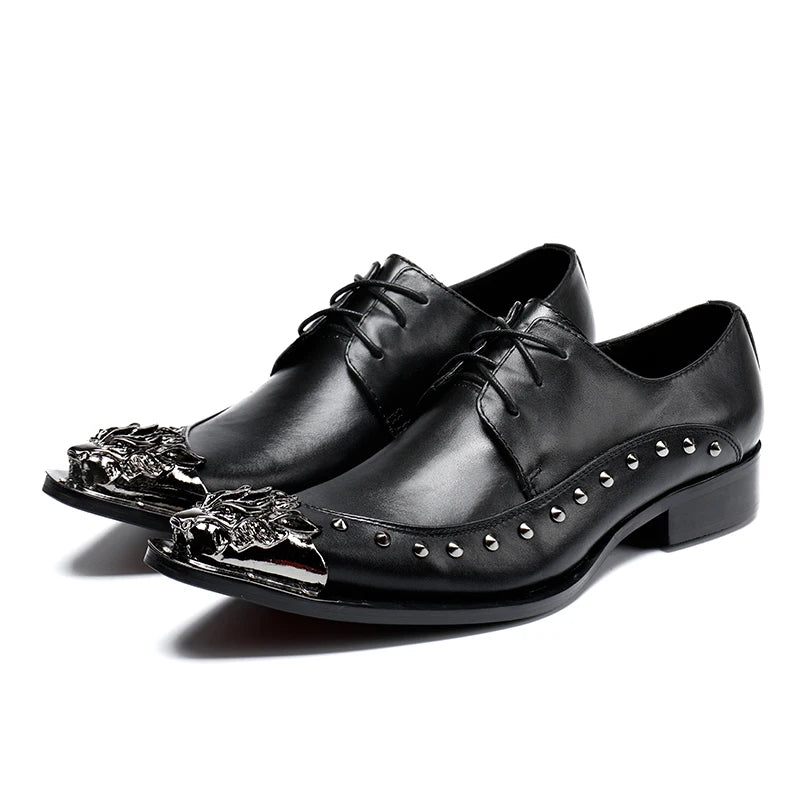 Oxford Brogue Homme Cuir de Vache Artisanal Bout Pointu Studs | Mariage & Formel EU 37-47