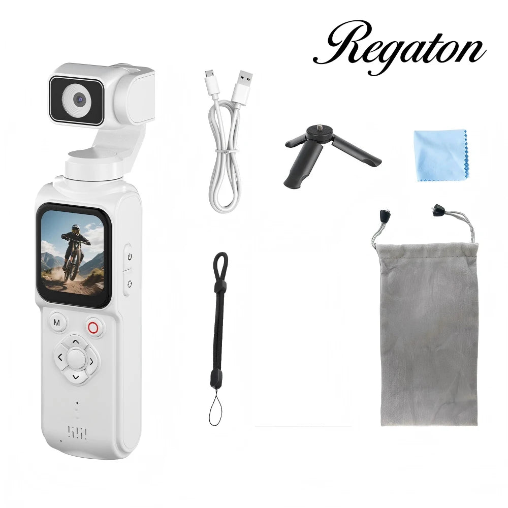 Caméra Action 4K 64MP Gimbal 330° Face Tracking Écran Tactile WiFi | Regaton Pocket