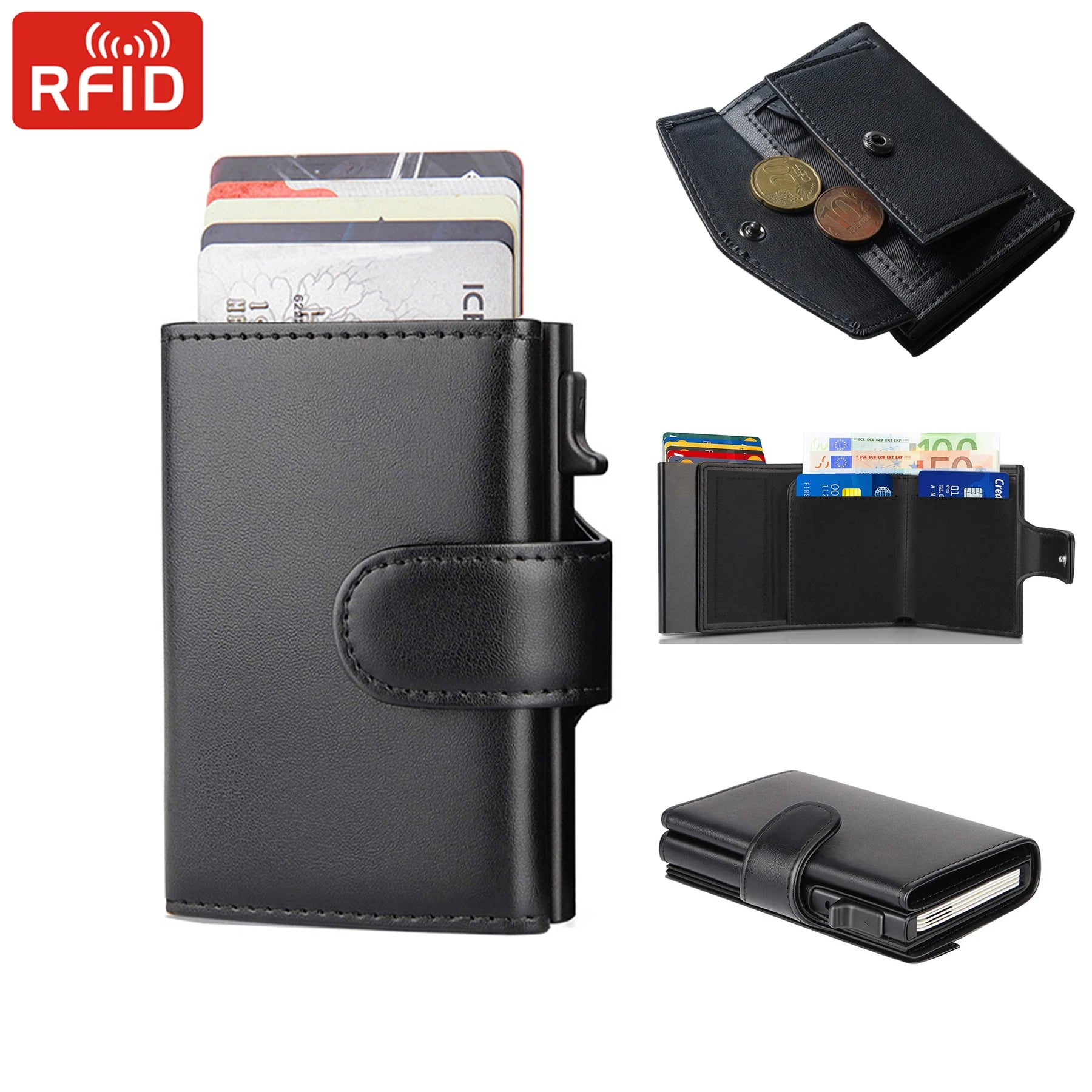Portefeuille Homme Trifold Microfibre Anti-RFID Slim – CLEVI Paris