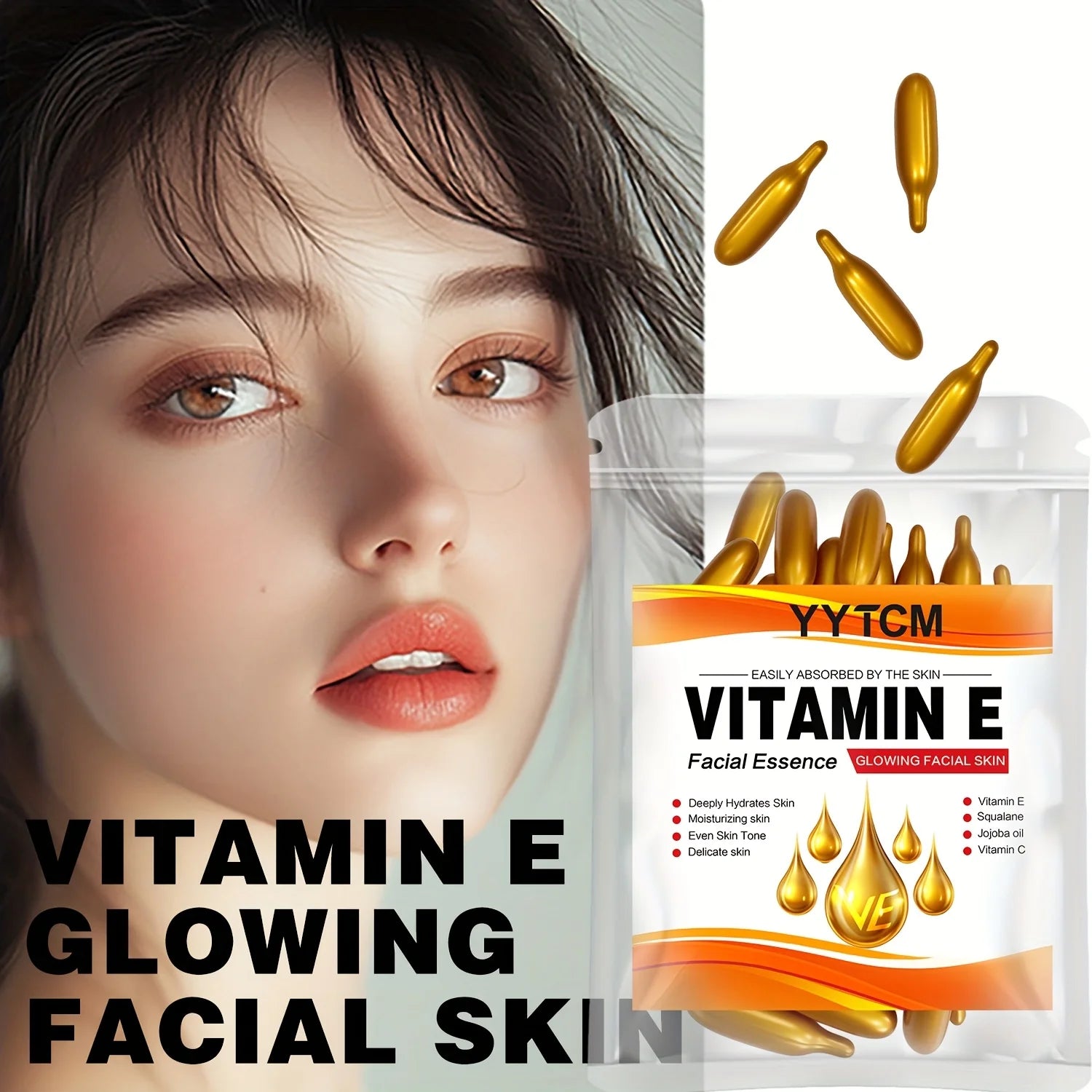 Capsules Essence Vitamine E | Hydratation Profonde, Squalane Végétal & Vitamine C | Éclat & Lissage – CLEVI Paris