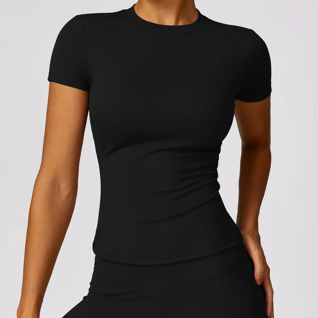T-shirt Sport Femme Nylon | Running, Yoga & Gym, Manches Courtes Respirant, 16 Coloris – CLEVI Paris