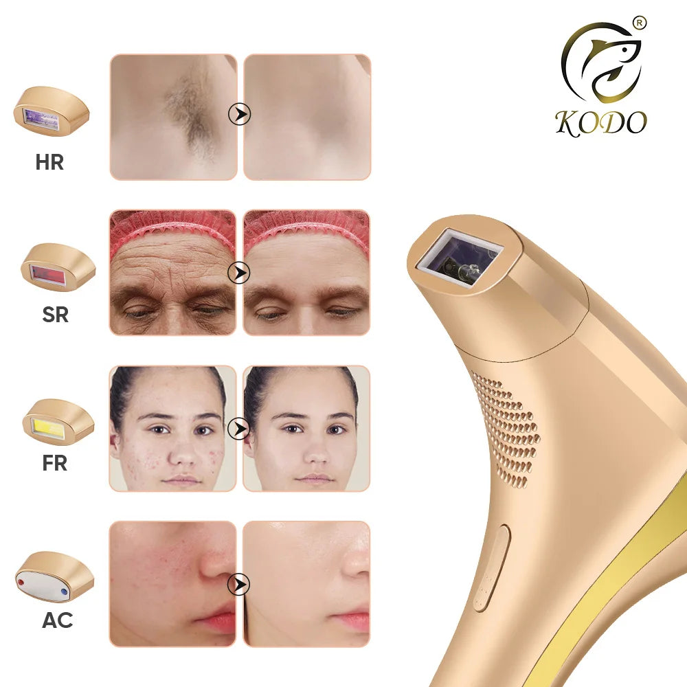 Épilateur IPL 4-en-1 KODO 2026 – Épilation Laser Sans Douleur, Soin Peau, Anti-Acné & Luminothérapie Visage & Corps