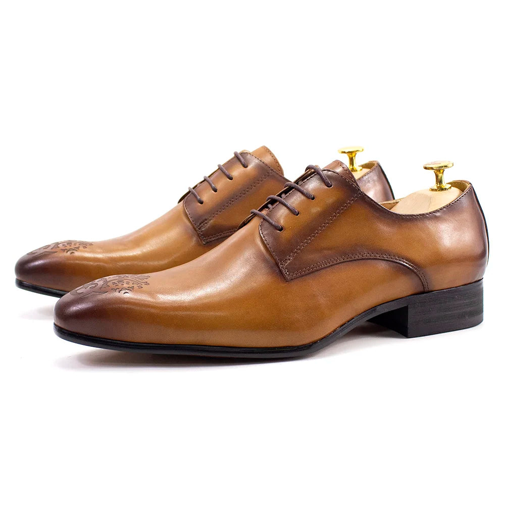Oxford Derby Cuir Véritable Homme Fait Main Bout Pointu Business & Mariage – CLEVI Paris