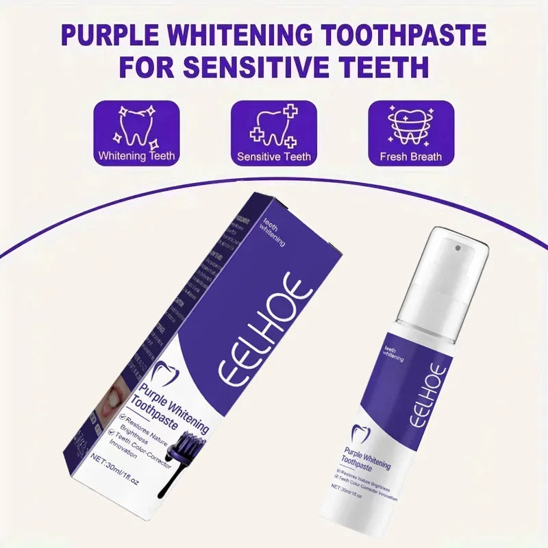 Dentifrice Violet Blanchissant Eelhoe | Correction Couleur, Nettoyage Profond & Haleine Fraîche | 30ml – CLEVI Paris