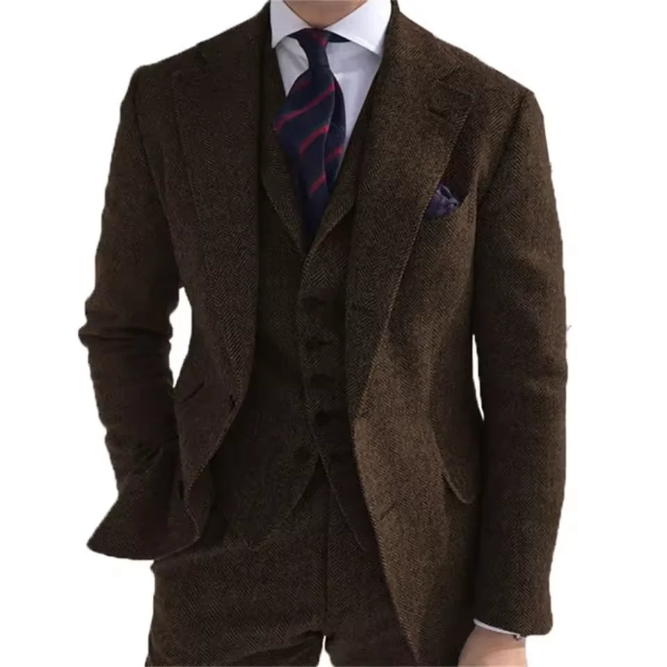 Costume homme 3 pièces habillé à chevrons – CLEVI Paris