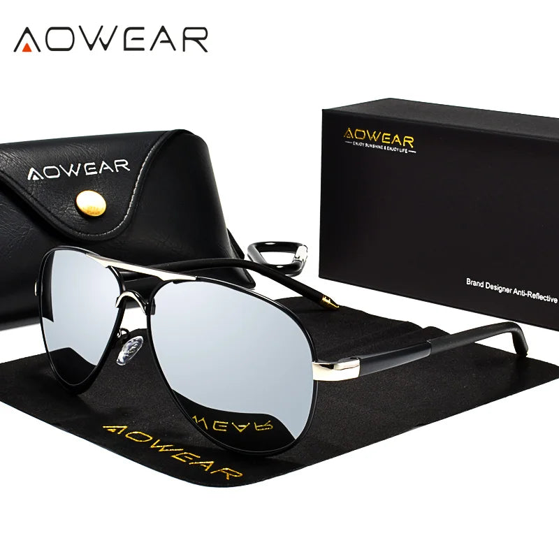 Lunettes de Soleil Aviateur Homme – Polarisées UV400 | AOWEAR | Style Pilote
