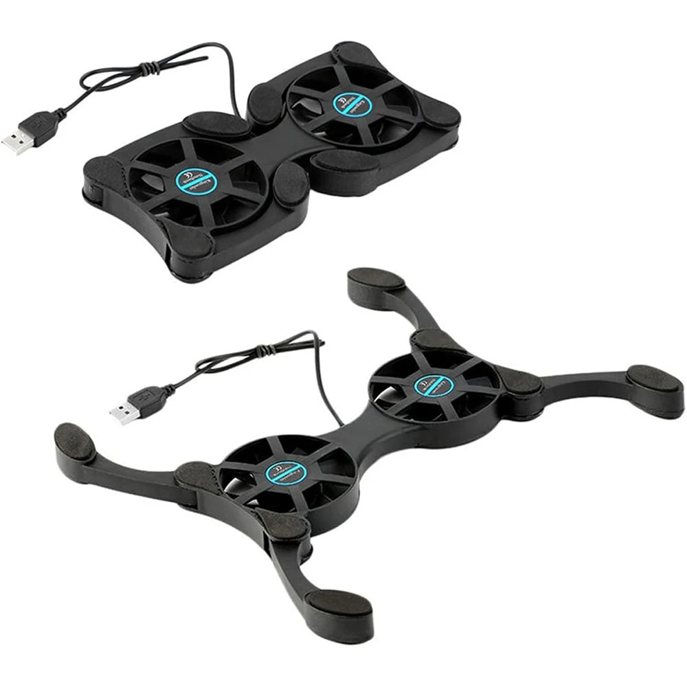 Support Ventilateur USB Double Fan Laptop Pliable | Refroidisseur Notebook 7-15 Pouces, ABS – CLEVI Paris