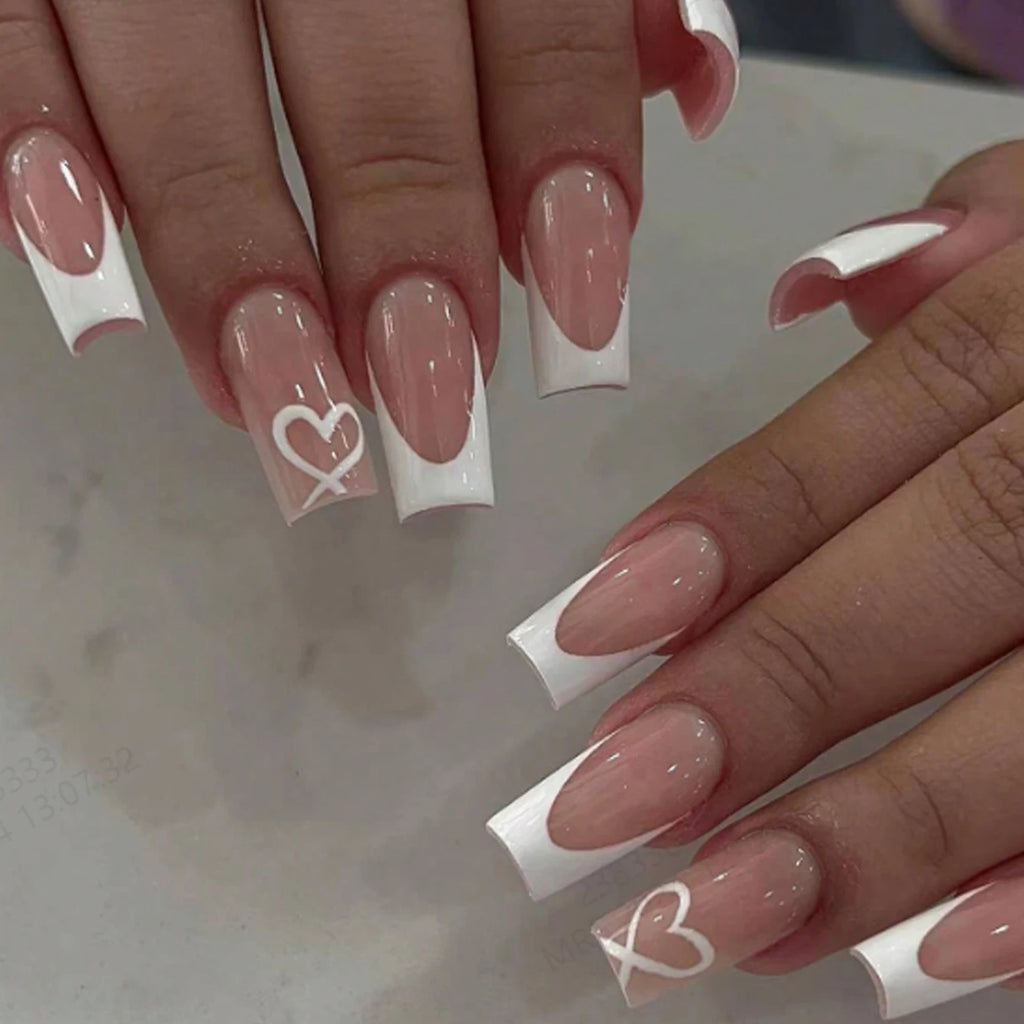 Faux Ongles Press-On Style French | Lot de 24, Forme Carrée – CLEVI Paris