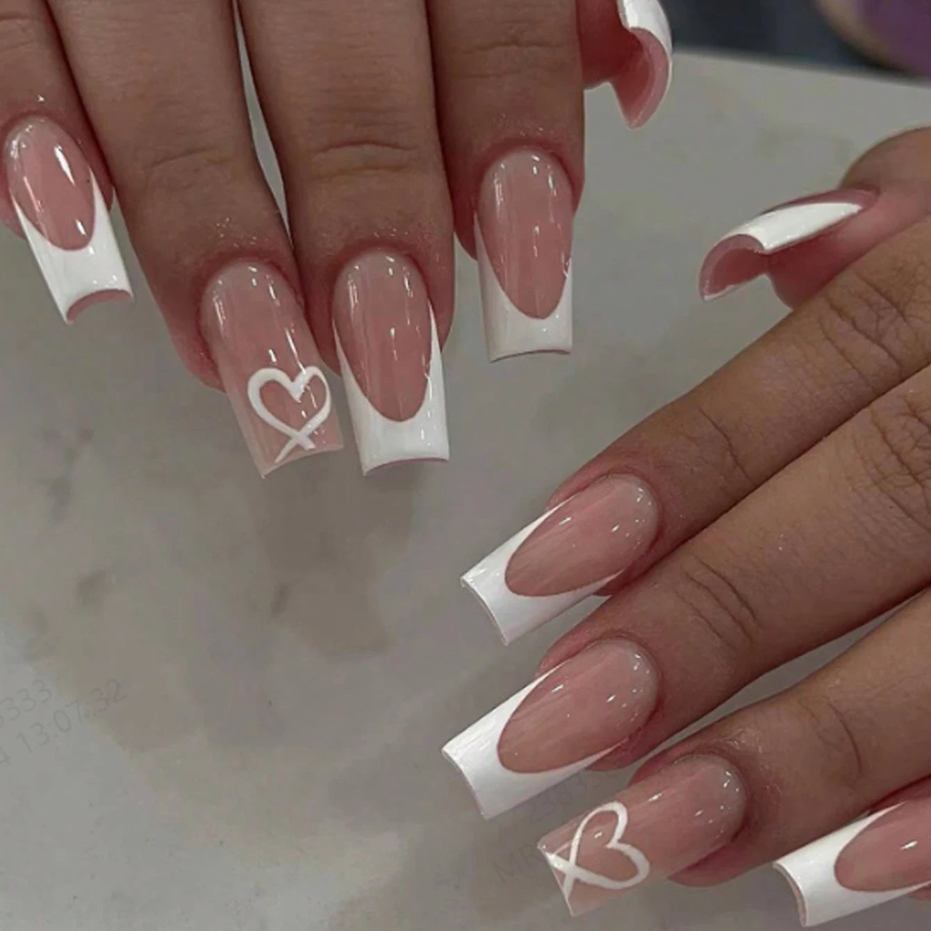 Faux Ongles Press-On Style French | Lot de 24, Forme Carrée – CLEVI Paris