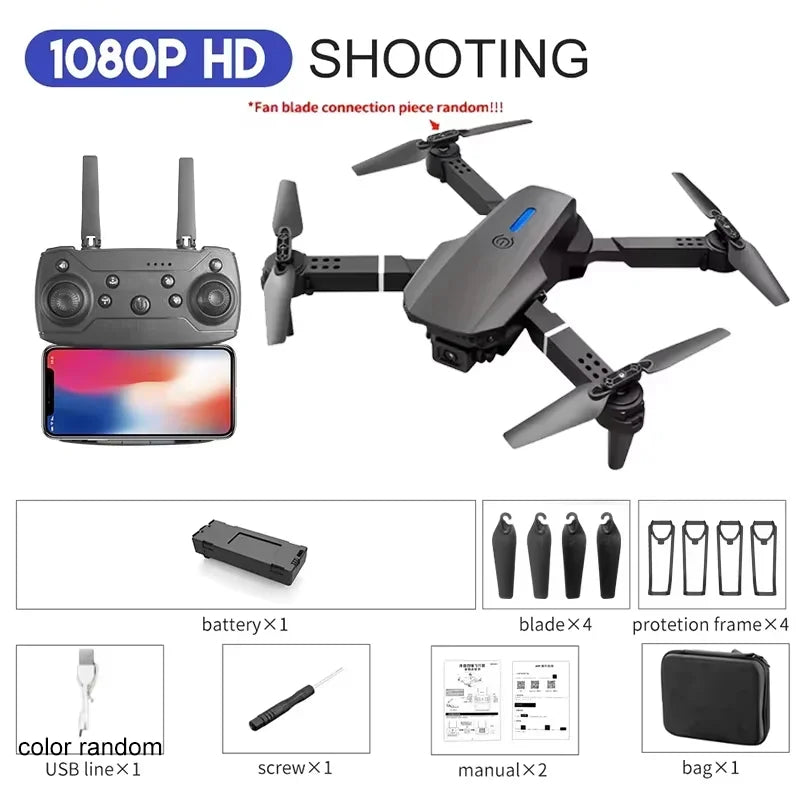 Drone Pliable E88 – Caméra 4K / 1080P | WiFi FPV | Télécommande | Gyroscope 6 Axes
