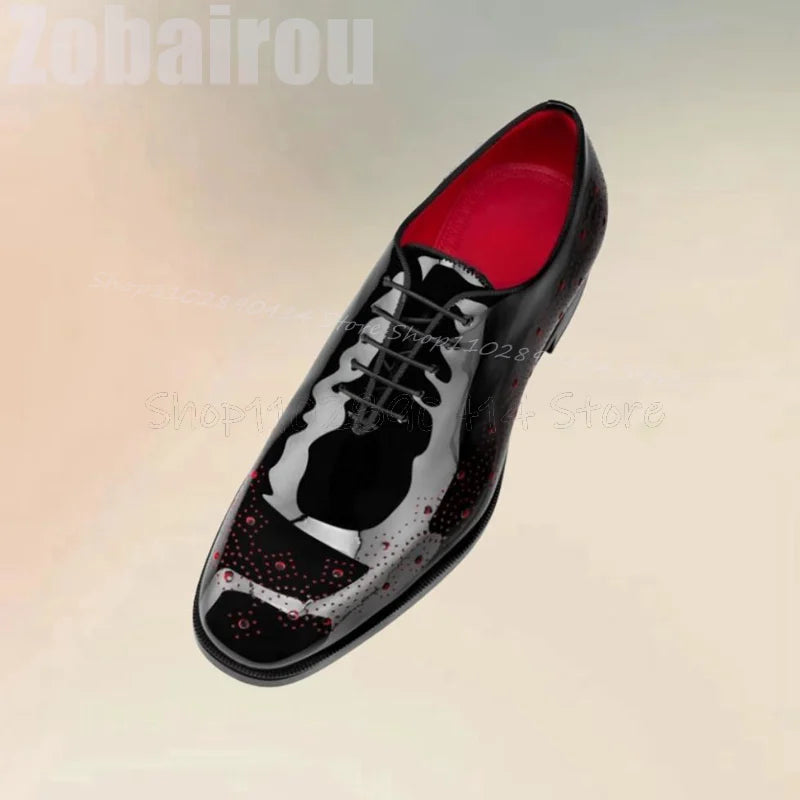 Chaussures Oxford Homme Zobairou – Cuir Verni, Lacets, Bout Rouge, Semelle Caoutchouc, Pointures 39-48 – CLEVI Paris