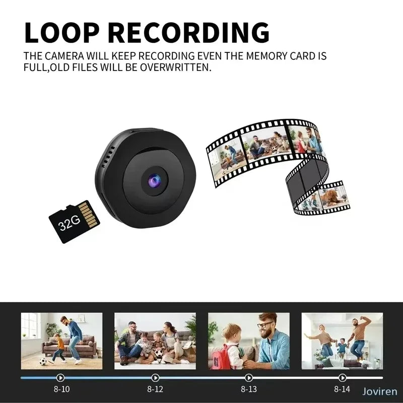 Mini Caméra WiFi 4K HD – Vision Nocturne, Enregistrement Audio/Vidéo, Surveillance Intérieur/Extérieur – CLEVI Paris