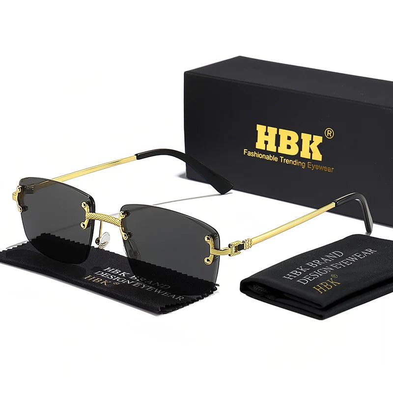 Lunettes de Soleil Carrées Sans Monture Femme HBK – Verres Dégradés UV400 – CLEVI Paris